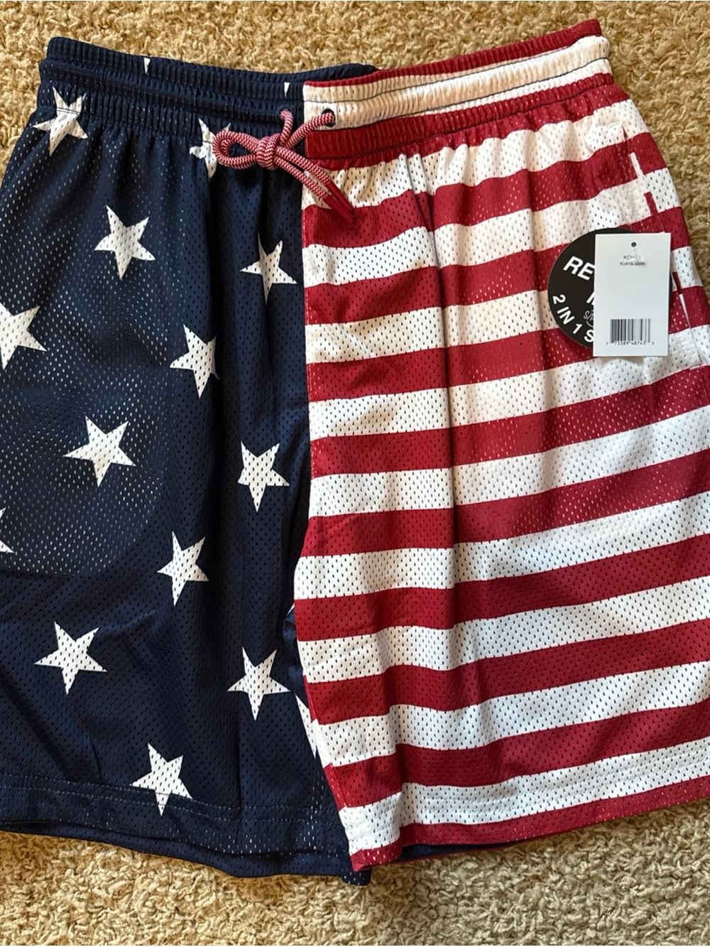 Men's Athletic American Flag Mesh Shorts - Red, White & Navy